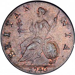 Large Reverse for Halfpenny 1740 coin