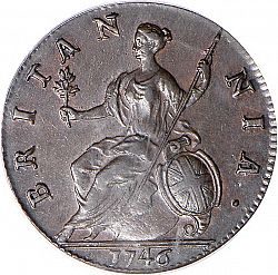 Large Reverse for Halfpenny 1746 coin