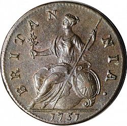 Large Reverse for Halfpenny 1751 coin