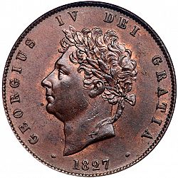 Large Obverse for Halfpenny 1827 coin