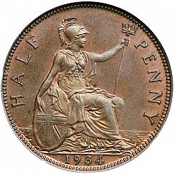Large Reverse for Halfpenny 1934 coin