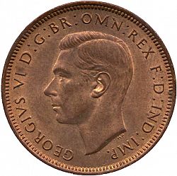 Large Obverse for Halfpenny 1944 coin