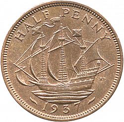 Large Reverse for Halfpenny 1937 coin