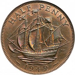 Large Reverse for Halfpenny 1949 coin