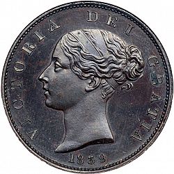 Large Obverse for Halfpenny 1839 coin