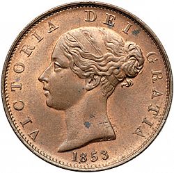 Large Obverse for Halfpenny 1853 coin