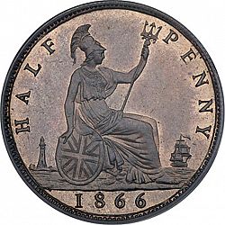 Large Reverse for Halfpenny 1866 coin
