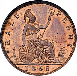 Large Reverse for Halfpenny 1868 coin