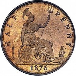 Large Reverse for Halfpenny 1876 coin