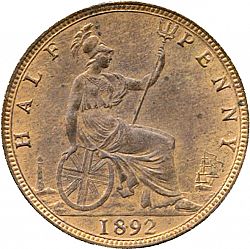 Large Reverse for Halfpenny 1892 coin