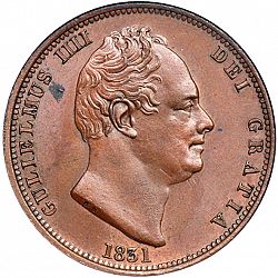 Large Obverse for Halfpenny 1831 coin