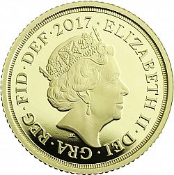 Large Obverse for Quarter Sovereign 2017 coin