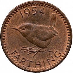 Large Reverse for Farthing 1954 coin
