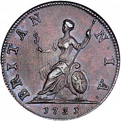 Large Reverse for Farthing 1731 coin