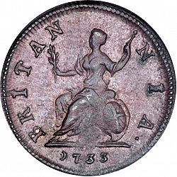 Large Reverse for Farthing 1733 coin