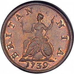 Large Reverse for Farthing 1739 coin