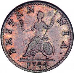 Large Reverse for Farthing 1744 coin