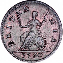 Large Reverse for Farthing 1750 coin