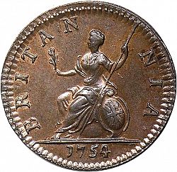 Large Reverse for Farthing 1754 coin