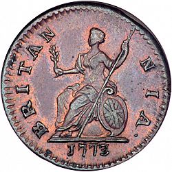 Large Reverse for Farthing 1773 coin