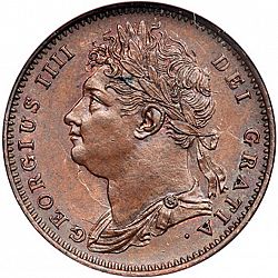 Large Obverse for Farthing 1825 coin