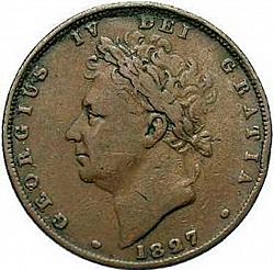 Large Obverse for Farthing 1827 coin