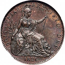 Large Reverse for Farthing 1821 coin