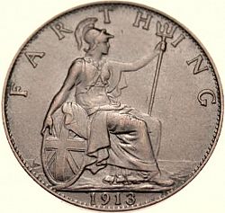Large Reverse for Farthing 1913 coin