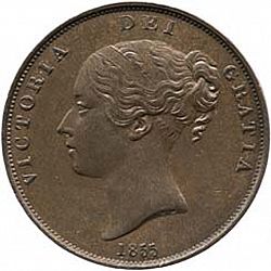 Large Obverse for Farthing 1855 coin