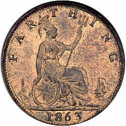 Large Reverse for Farthing 1863 coin