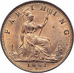 Large Reverse for Farthing 1881 coin