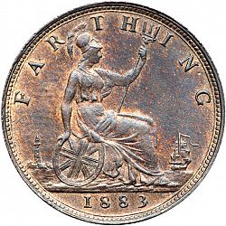 Large Reverse for Farthing 1883 coin
