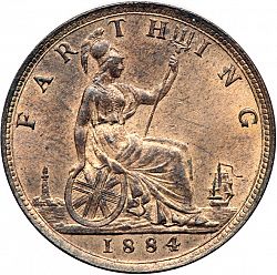 Large Reverse for Farthing 1884 coin