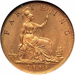 Large Reverse for Farthing 1888 coin