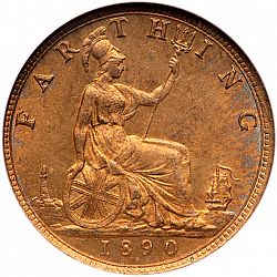 Large Reverse for Farthing 1890 coin
