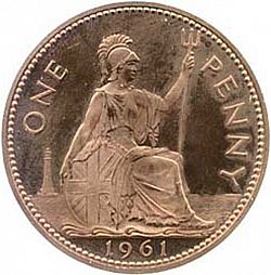 Large Reverse for Penny 1961 coin