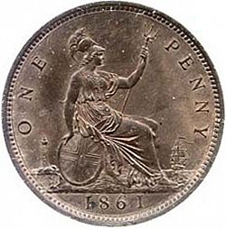 Large Reverse for Penny 1861 coin