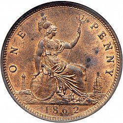 Large Reverse for Penny 1862 coin