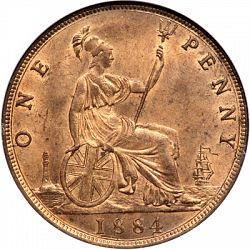Large Reverse for Penny 1884 coin