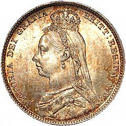 Large Obverse for Shilling 1890 coin