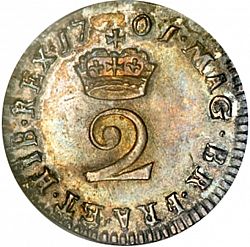 Large Reverse for Twopence 1701 coin