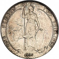 Large Reverse for Florin 1907 coin