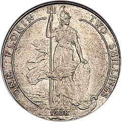 Large Reverse for Florin 1908 coin