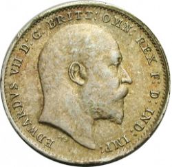 Large Obverse for Threepence 1909 coin