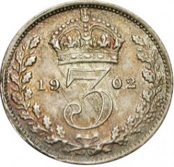 Large Reverse for Threepence 1902 coin