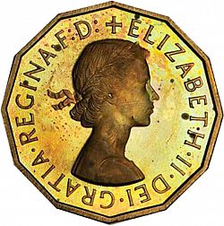 Large Obverse for Threepence 1957 coin