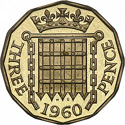 Large Reverse for Threepence 1960 coin