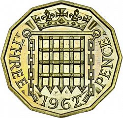 Large Reverse for Threepence 1962 coin