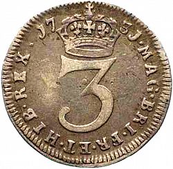 Large Reverse for Threepence 1731 coin