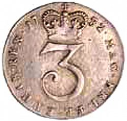 Large Reverse for Threepence 1732 coin